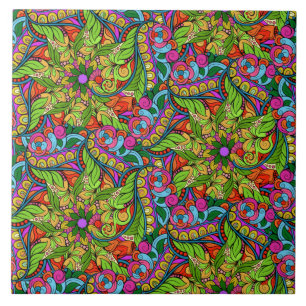 Blume Power! Briwelrot Neon Mandala Fliese
