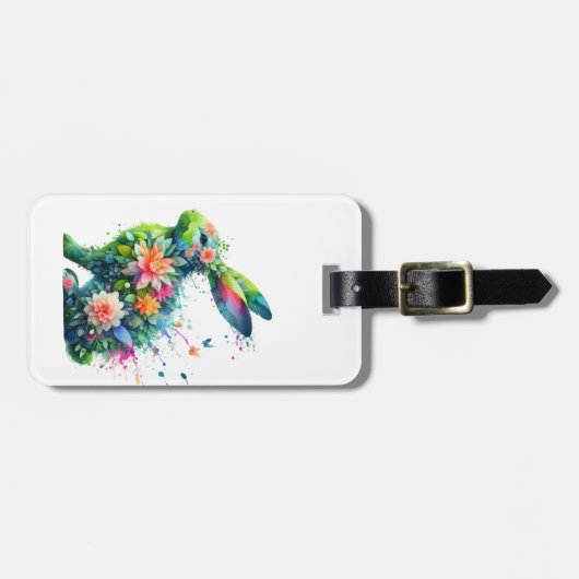 Blume Power Bunny Rabbit Gepäckanhänger (Vorderseite horizontal)