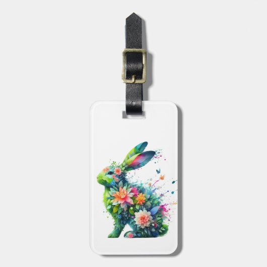 Blume Power Bunny Rabbit Gepäckanhänger (Vorderseite vertikal)