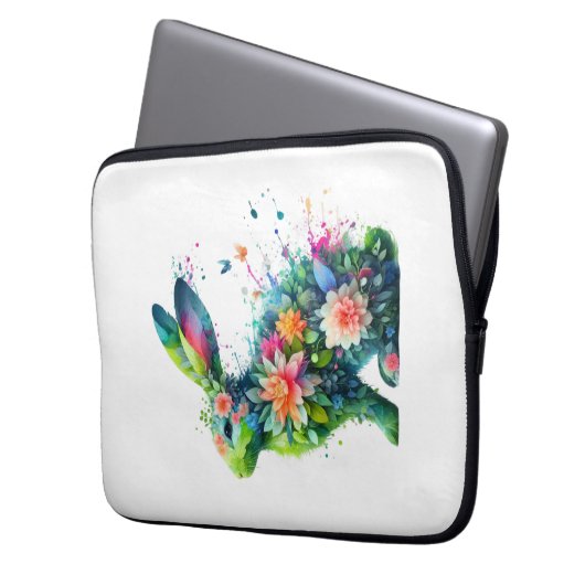 Blume Power Bunny Rabbit Laptopschutzhülle (Vorderseite Links)