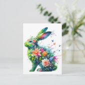 Blume Power Bunny Rabbit Postkarte (Stehend Vorderseite)