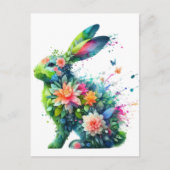 Blume Power Bunny Rabbit Postkarte (Vorderseite)