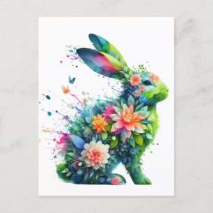 Blume Power Bunny Rabbit Postkarte