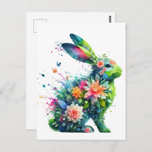 Blume Power Bunny Rabbit Postkarte (Vorne/Hinten)