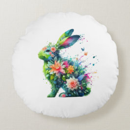 Blume Power Bunny Rabbit Rundes Kissen
