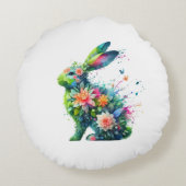 Blume Power Bunny Rabbit Rundes Kissen (Rückseite)