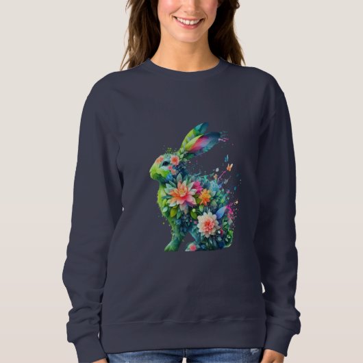 Blume Power Bunny Rabbit Sweatshirt (Vorderseite)