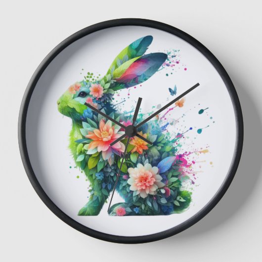 Blume Power Bunny Rabbit Uhr (Vorderseite)