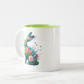 Blume Power Bunny Rabbit Zweifarbige Tasse (Vorderseite Links)