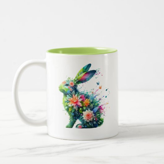 Blume Power Bunny Rabbit Zweifarbige Tasse (Links)