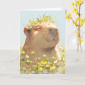 Blume Power Capybara Karte (Gelbe Blume)