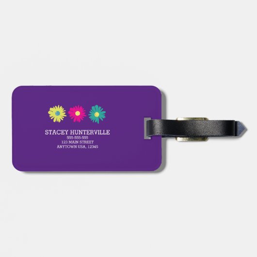 Blume Power Daisy Retro 60er Inspiriert Fettflora Gepäckanhänger (Rückseite horizontal)