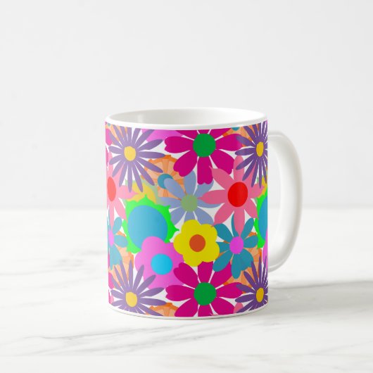 Blume Power der 1970er Jahre Kaffeepause Tasse (VorderseiteRechts)