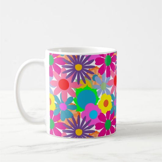 Blume Power der 1970er Jahre Kaffeepause Tasse (Links)