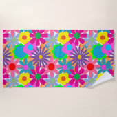 Blume Power der 1970er Jahre Strandtuch (Vorderseite)
