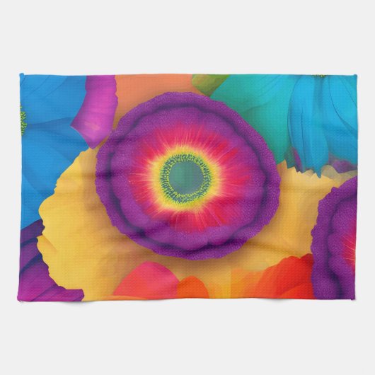 Blume Power: Ein lebendiges und farbenfrohes Blume Geschirrtuch (Horizontal)