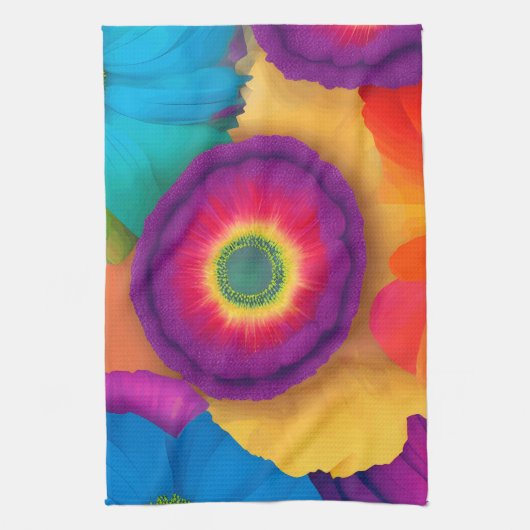 Blume Power: Ein lebendiges und farbenfrohes Blume Geschirrtuch (Vertikal)