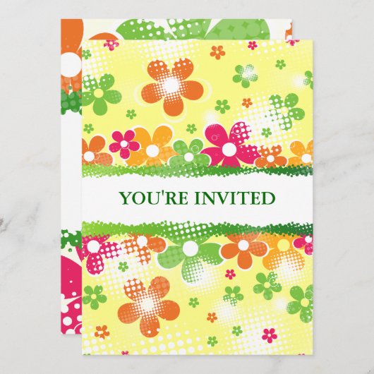 Blume Power Einladung (Vorne/Hinten)