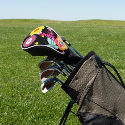 Blume Power farbenfroh rosa Golf Headcover (In SItu)