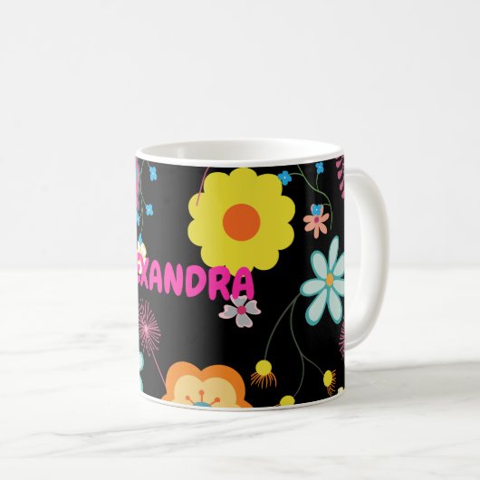 Blume Power farbenfroh rosa Kaffeetasse (VorderseiteRechts)