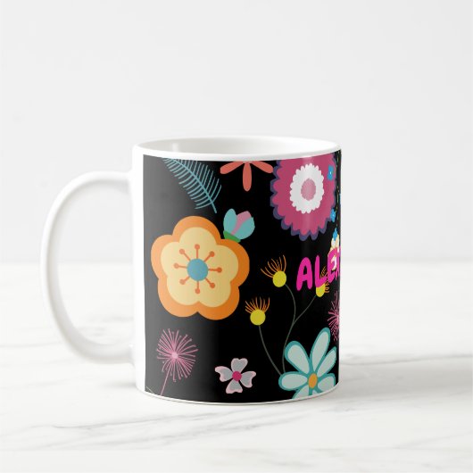 Blume Power farbenfroh rosa Kaffeetasse (Links)