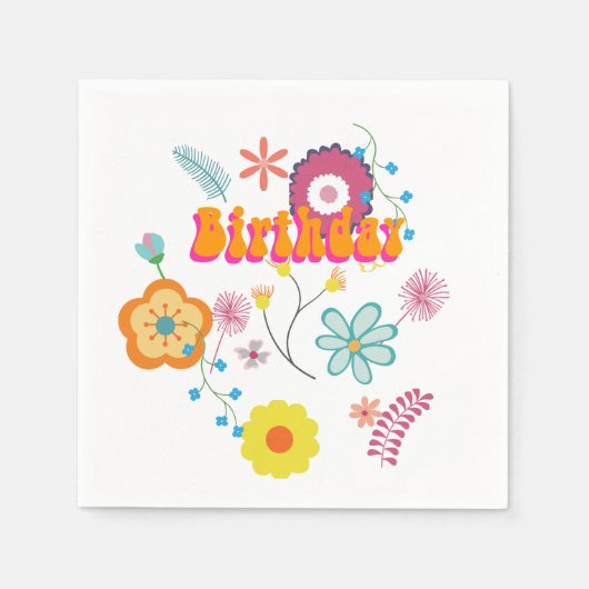 Blume Power farbenfroh rosa Serviette (Vorderseite)