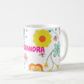 Blume Power farbenfroh rosa weiß Kaffeetasse (VorderseiteRechts)