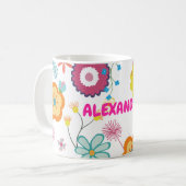 Blume Power farbenfroh rosa weiß Kaffeetasse (Vorderseite Links)