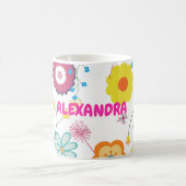 Blume Power farbenfroh rosa weiß Kaffeetasse (Mittel)