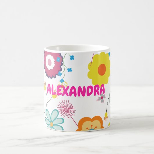 Blume Power farbenfroh rosa weiß Kaffeetasse (Mittel)