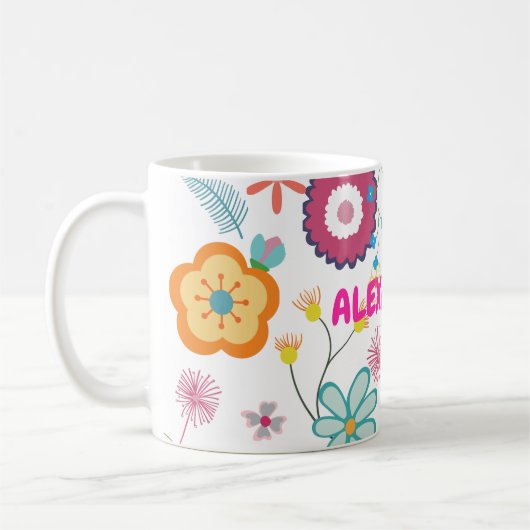 Blume Power farbenfroh rosa weiß Kaffeetasse (Links)