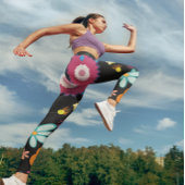 Blume Power farbenfroh Schwarz Leggings