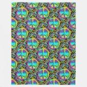 Blume Power - Farbiges Friedenszeichen 1 Fleecedecke (Vorderseite)