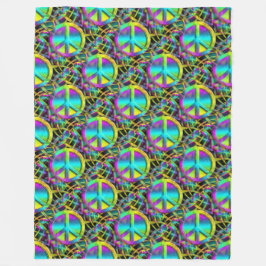 Blume Power - Farbiges Friedenszeichen 1 Fleecedecke