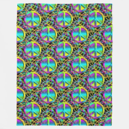 Blume Power - Farbiges Friedenszeichen 1 Fleecedecke (Vorderseite)
