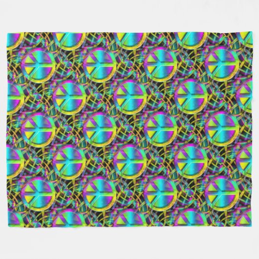 Blume Power - Farbiges Friedenszeichen 1 Fleecedecke (Vorderseite (Horizontal))