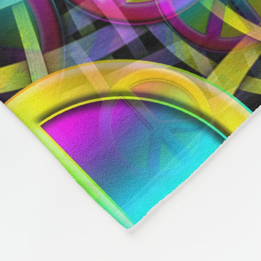 Blume Power - Farbiges Friedenszeichen 1 Fleecedecke (Ecke)