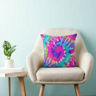 Blume Power - Farblich spiralfarbenes Batik-Muster Kissen