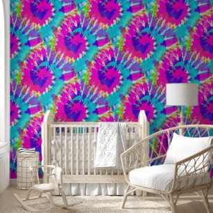 Blume Power - Farblich spiralfarbenes Batik-Muster Tapete