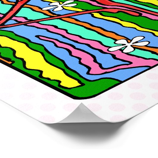 Blume-Power Flamingo Poster (Ecke)