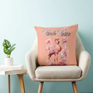 Blume Power Flamingo Rosa Aquarellkunst Kissen
