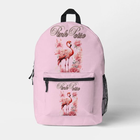 Blume Power Flamingo | Rosa- und Blumendesign Bedruckter Rucksack (Vorderseite)