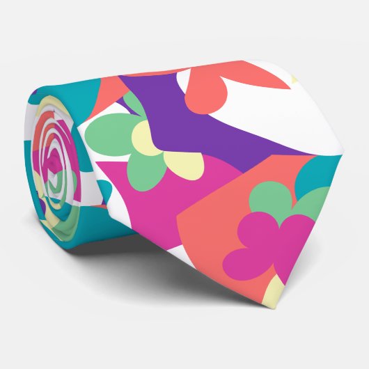 Blume Power Flora Fun Bold 70er Retro Krawatte (Gerollt)