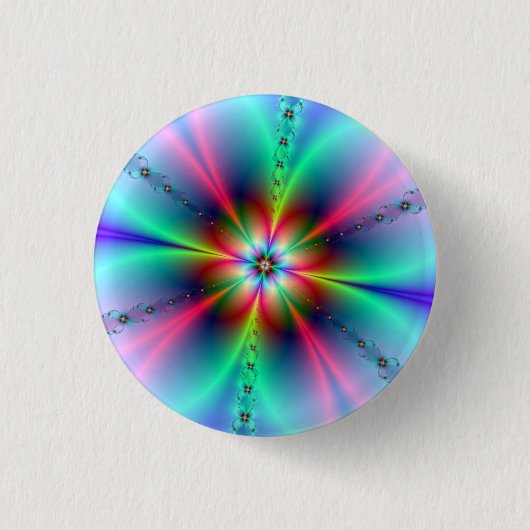Blume Power Fraktal Button (Vorderseite)
