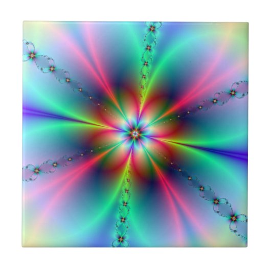 Blume Power Fraktal Fliese (Vorderseite)