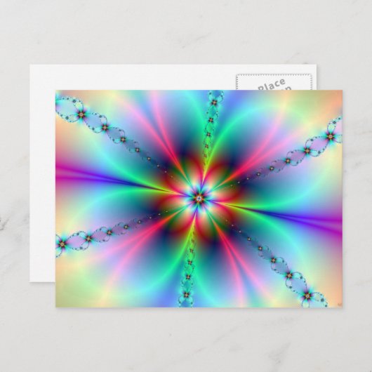 Blume Power Fraktal Postkarte (Vorne/Hinten)