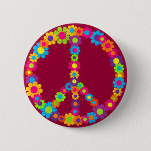 Blume Power Frieden Button
