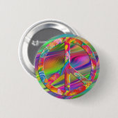 Blume Power Frieden | Farbwellen Button (Vorne & Hinten)