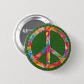 Blume Power Frieden | Grünglanz Button (Vorne & Hinten)