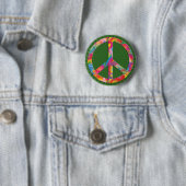 Blume Power Frieden | Grünglanz Button (Beispiel)